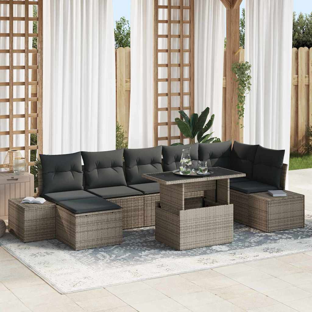 Conjunto de sofá de jardín 8 pcs Gris Poliratán