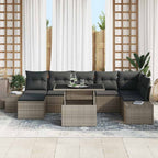 Conjunto de sofá de jardín 8 pcs Gris Poliratán