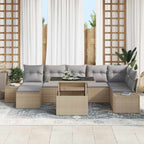 Conjunto de sofá de jardín 8 pcs Beige Poliratán