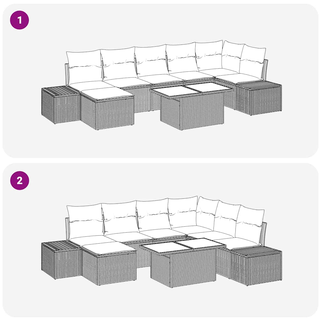 Conjunto de sofá de jardín 8 pcs Beige Poliratán