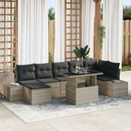 Conjunto de sofá de jardín 8 pcs Gris Claro Poliratán