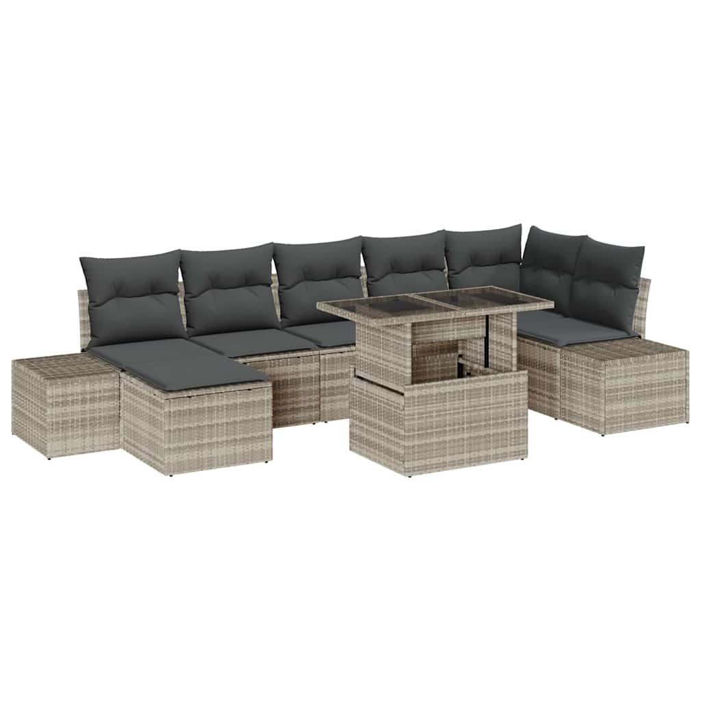 Conjunto de sofá de jardín 8 pcs Gris Claro Poliratán