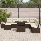 Conjunto de sofá de jardín 9 pcs Marrón Poliratán