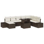 Conjunto de sofá de jardín 9 pcs Marrón Poliratán