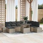 Conjunto de sofá de jardín 9 pcs Gris Claro Poliratán