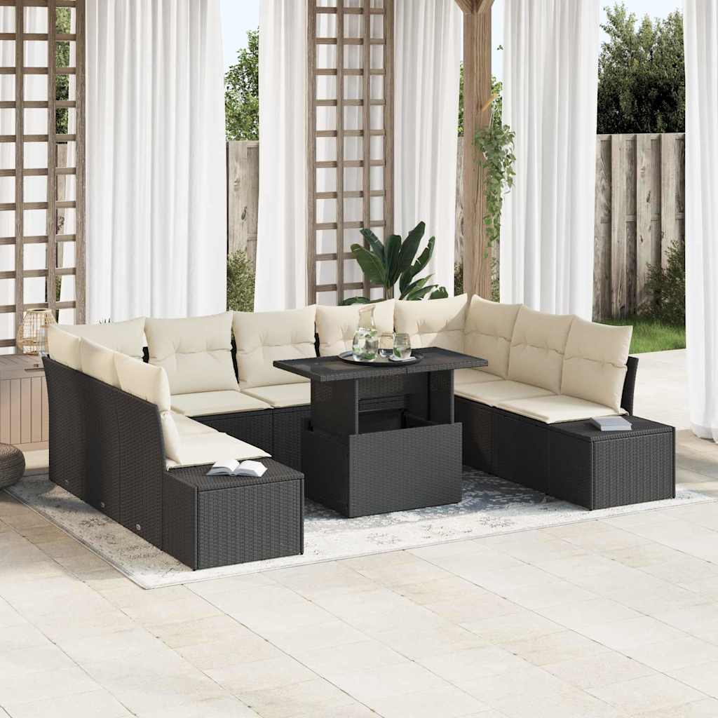 Conjunto de Sofá de Jardim 10 pçs Bege Polirratã
