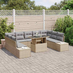 Conjunto de sofá de jardín 10 pcs Beige Poliratán