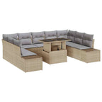Conjunto de sofá de jardín 10 pcs Beige Poliratán