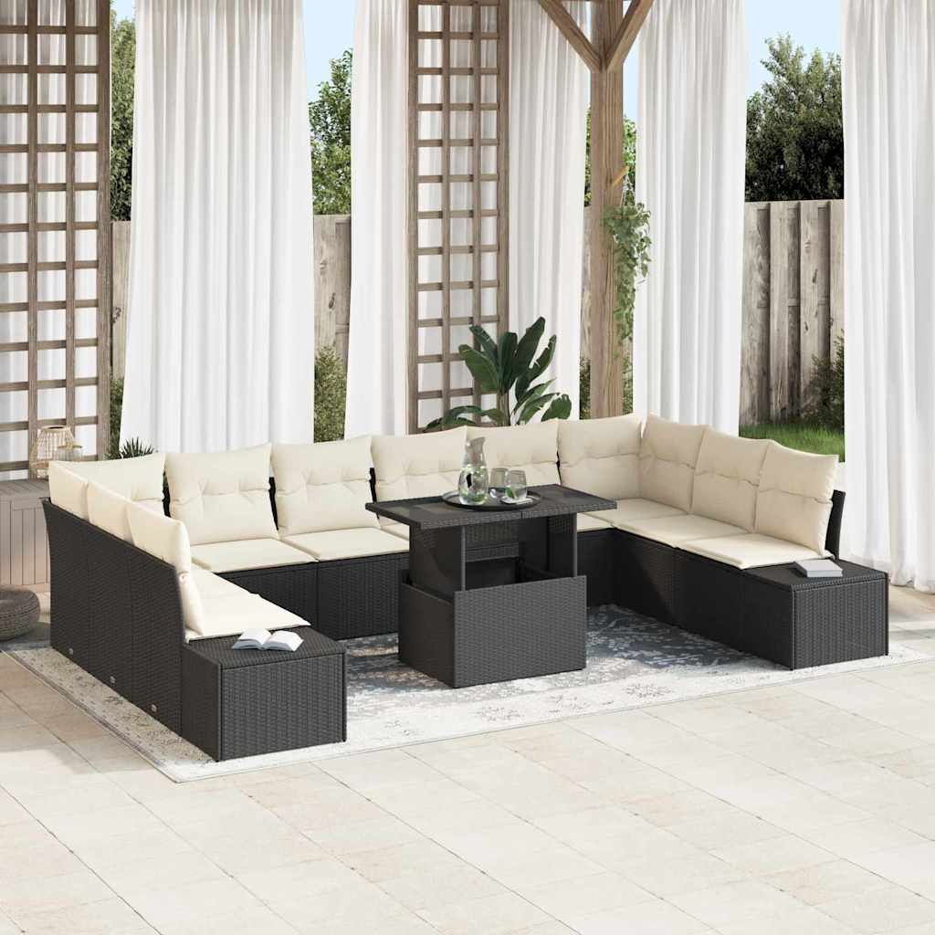 Conjunto de Sofás de Jardim 11 pcs Bege Polirratan