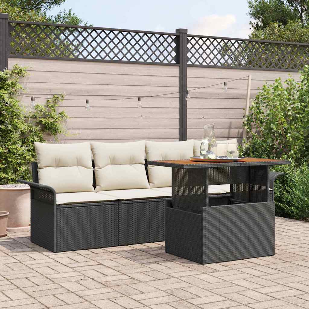 Conjunto de sofá de jardín 5 pcs Beige Poliratán