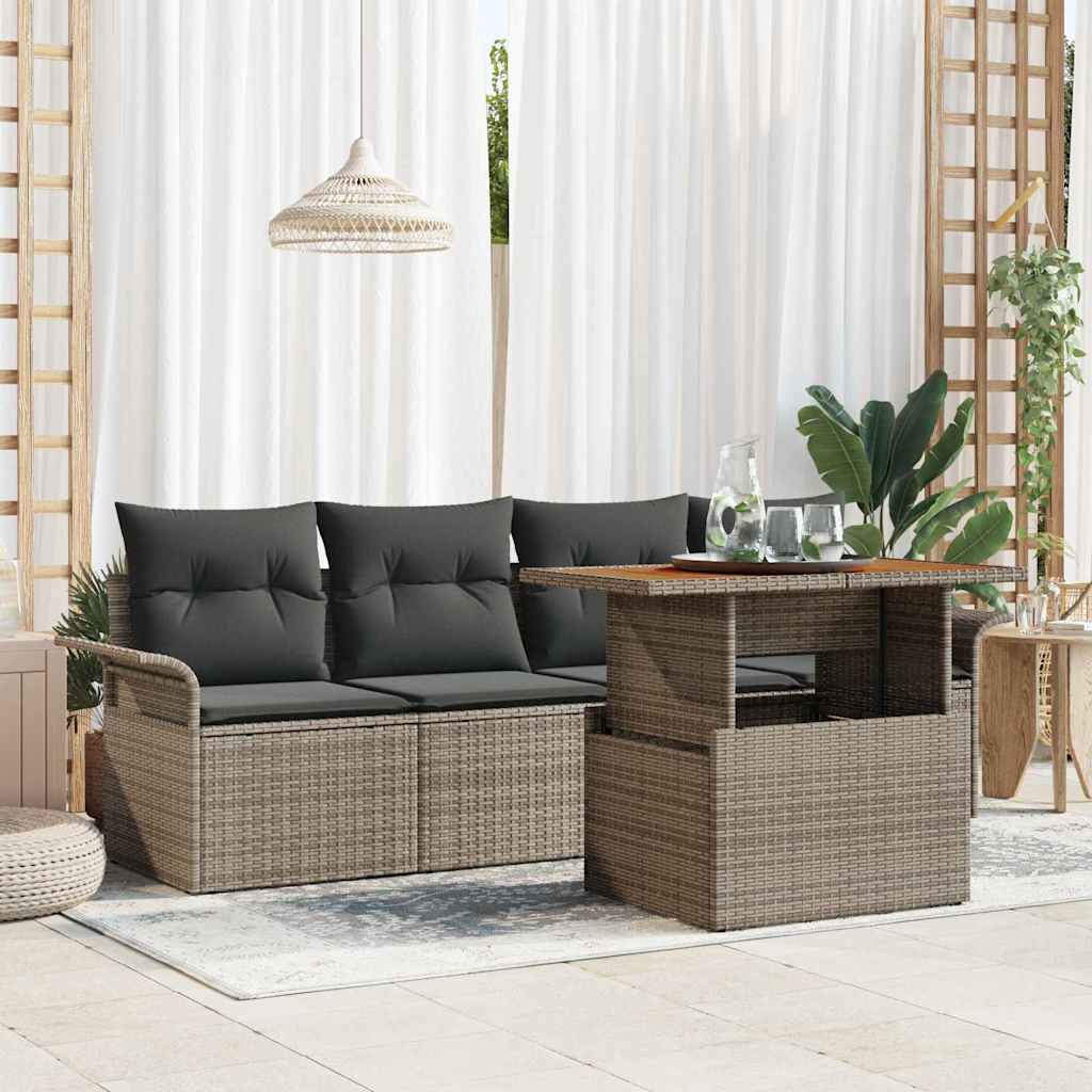 Conjunto de sofá de jardín 5 pcs Beige Poliratán