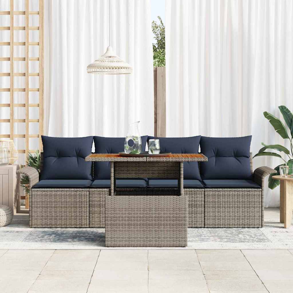 Conjunto de sofá de jardín 5 pcs Gris Poliratán