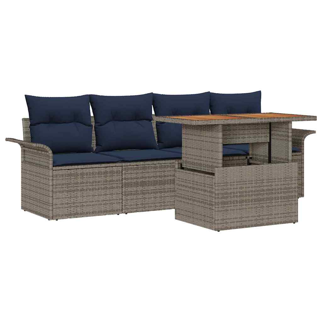 Conjunto de sofá de jardín 5 pcs Gris Poliratán