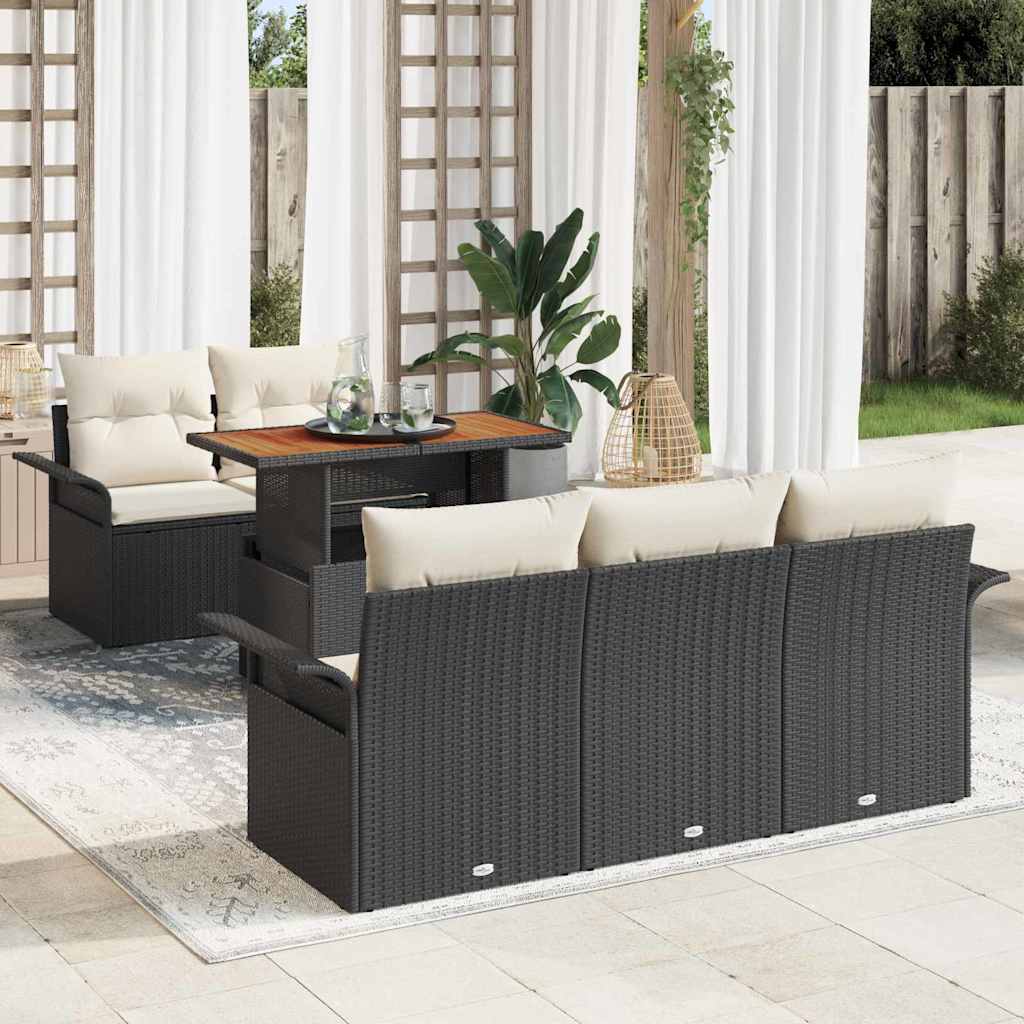 Conjunto de sofá de jardín 6 pcs Beige Poliratán