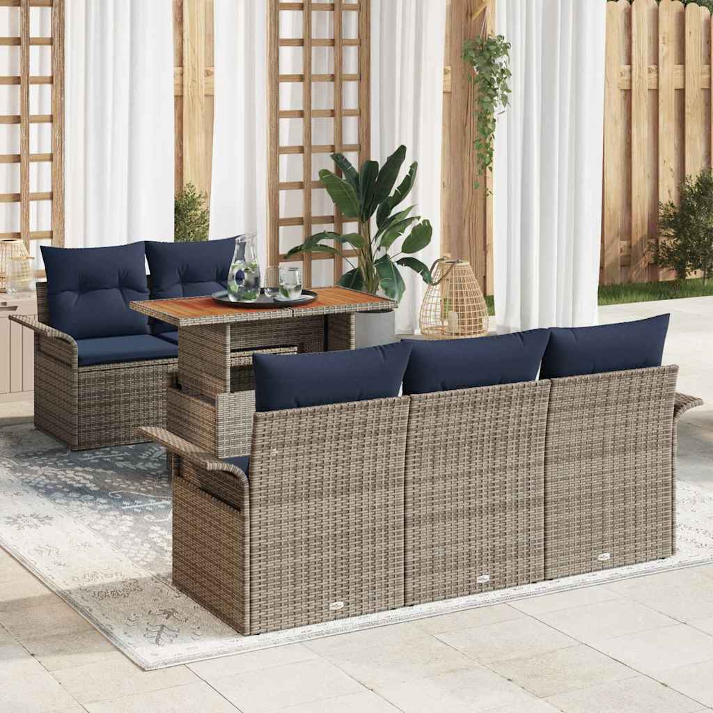 Conjunto de sofá de jardín 6 pcs Gris Poliratán