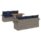 Conjunto de sofá de jardín 7 pcs Gris Poliratán