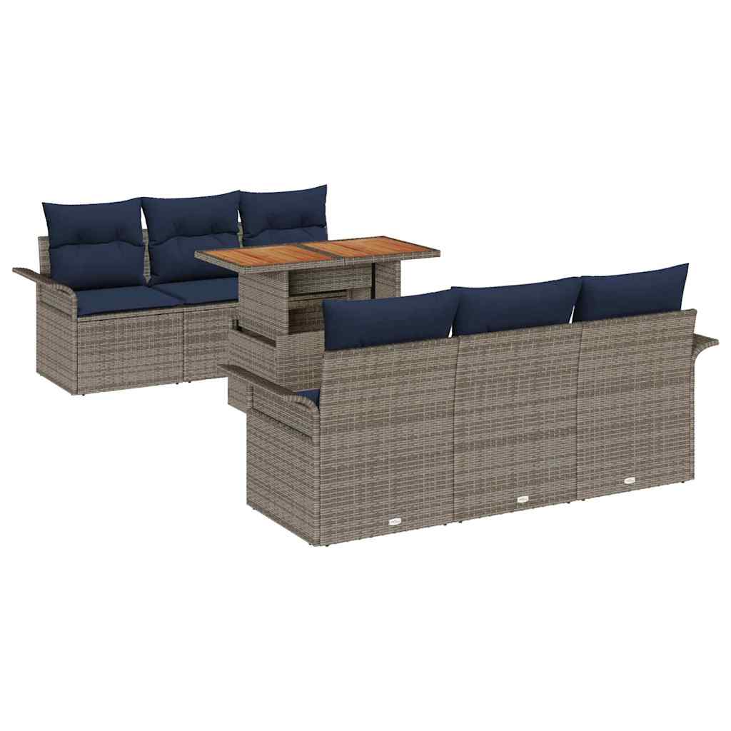 Conjunto de sofá de jardín 7 pcs Gris Poliratán