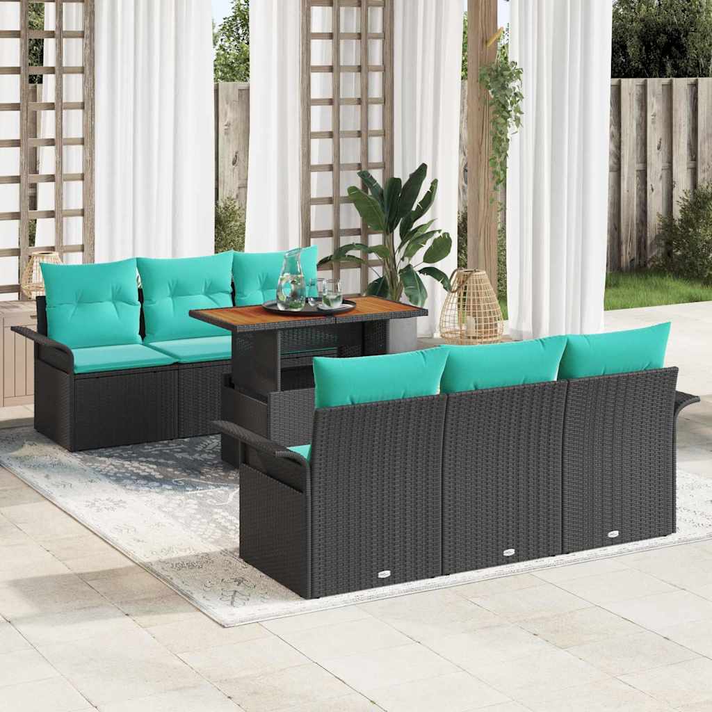 Conjunto de Sofá de Jardim 7 Peças Cinzento Polirratan