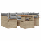 Conjunto de sofá de jardín 7 pcs Beige Poliratán