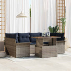 Conjunto de sofá de jardín 7 pcs Gris Poliratán