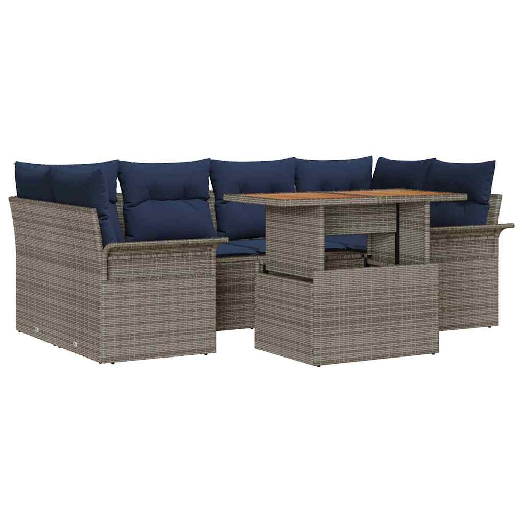 Conjunto de sofá de jardín 7 pcs Gris Poliratán