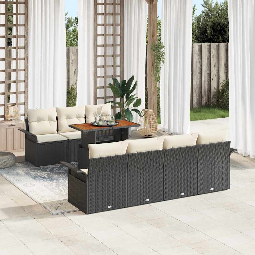 Conjunto de sofá de jardín 8 pcs Beige Poliratán