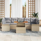 Conjunto de sofá de jardín 8 pcs Beige Poliratán
