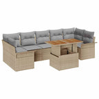 Conjunto de sofá de jardín 8 pcs Beige Poliratán