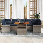Conjunto de sofá de jardín 8 pcs Gris Poliratán