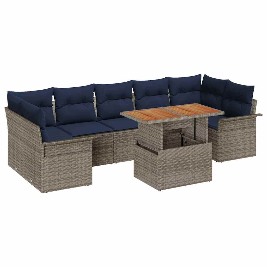Conjunto de sofá de jardín 8 pcs Gris Poliratán
