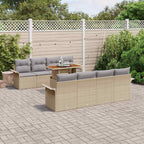 Conjunto de sofá de jardín 9 pcs Beige Poliratán
