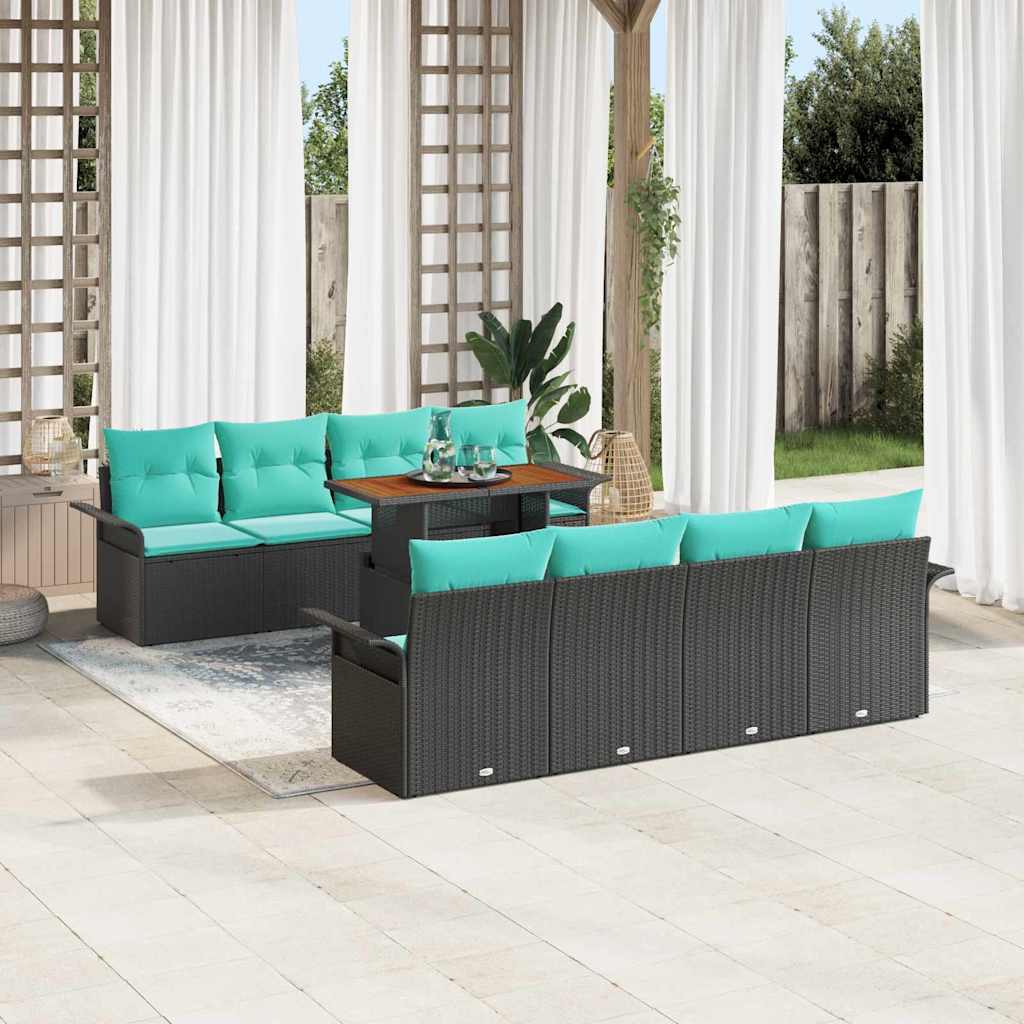 Conjunto de sofá de jardín 9 pcs Gris Poliratán