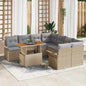 9-Piece Garden Sofa Set Beige Poly Rattan