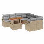 Conjunto de sofá de jardín 9 pcs Beige Poliratán