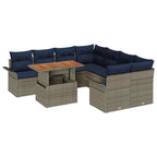 Conjunto de sofá de jardín 9 pcs Gris Poliratán