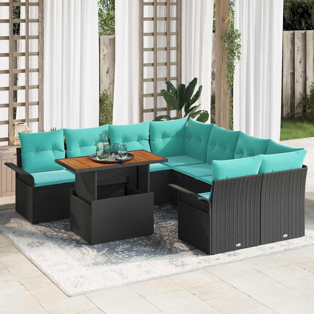 Conjunto de sofá de jardín 9 pcs Gris Poliratán