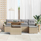 Conjunto de sofá de jardín 6 pcs Beige Poliratán
