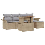 Conjunto de sofá de jardín 6 pcs Beige Poliratán