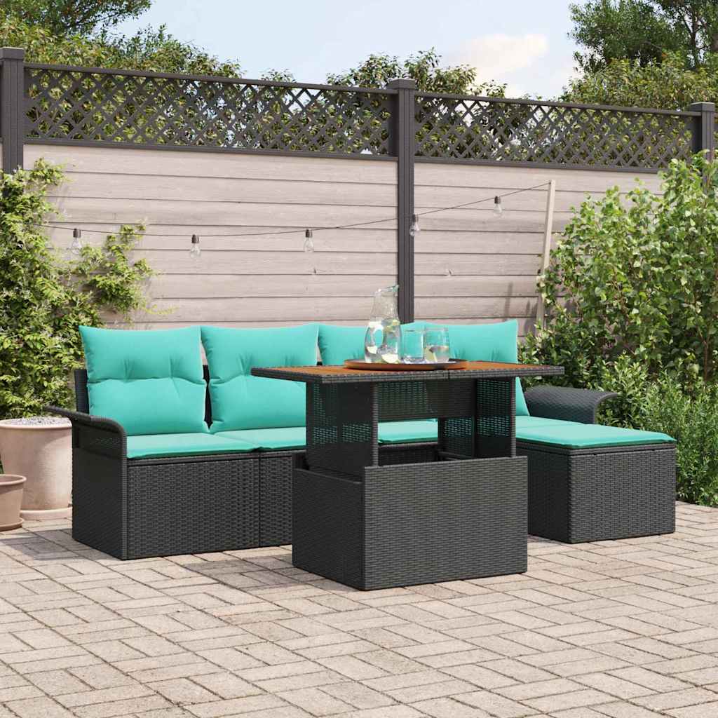 Conjunto de sofá de jardín 6 pcs Gris Poliratán