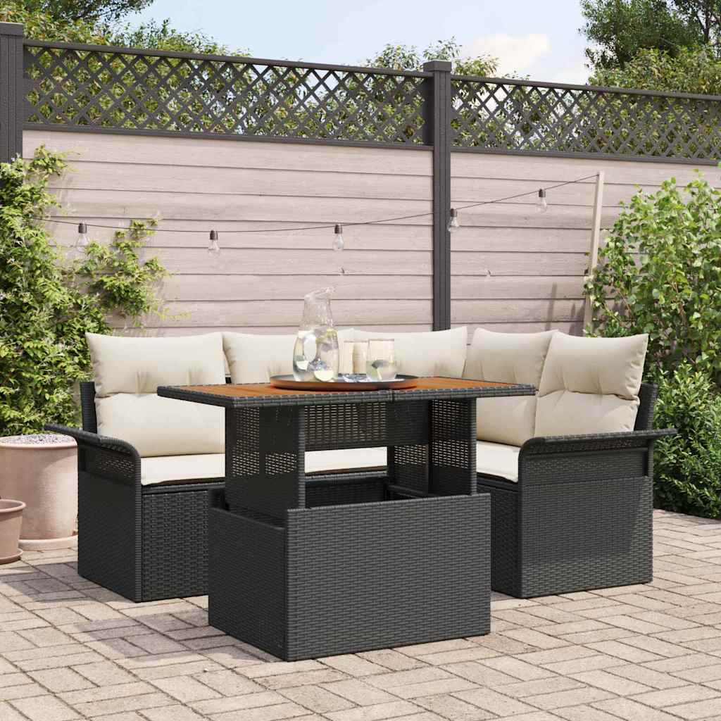 Conjunto de sofá de jardín 5 pcs Beige Poliratán