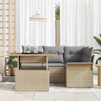 Conjunto de sofá de jardín 5 pcs Beige Poliratán