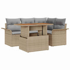 Conjunto de sofá de jardín 5 pcs Beige Poliratán