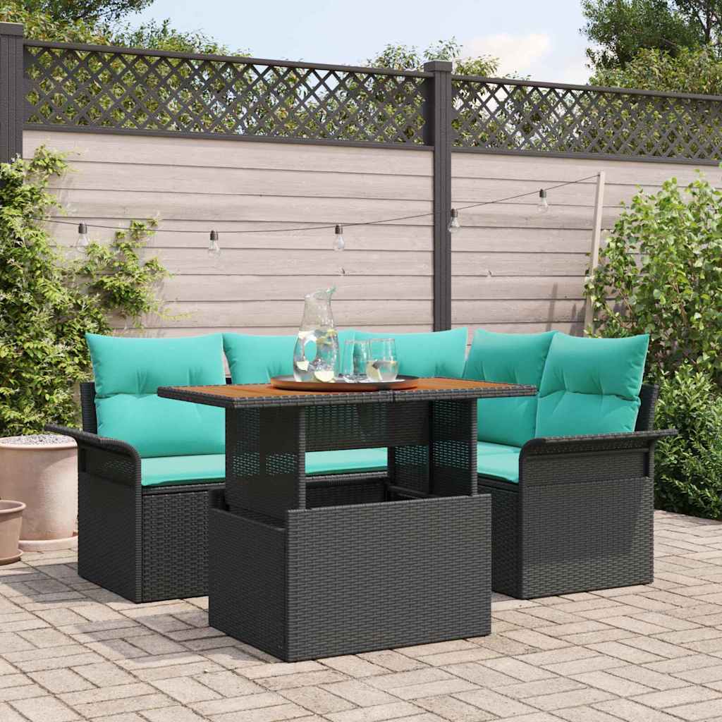 Conjunto de sofá de jardín 5 pcs Gris Poliratán