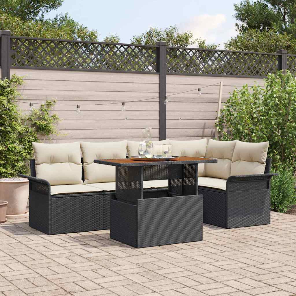 Conjunto de sofá de jardín 6 pcs Beige Poliratán