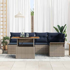 Conjunto de sofá de jardín 6 pcs Gris Poliratán