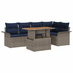 Conjunto de sofá de jardín 6 pcs Gris Poliratán