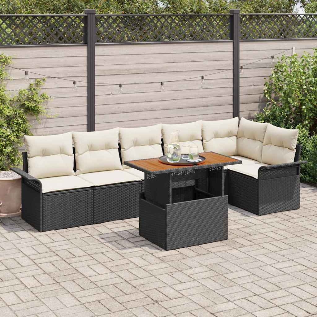 Conjunto de sofá de jardín 7 pcs Gris Poliratán