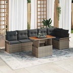 Conjunto de sofá de jardín 7 pcs Gris Poliratán