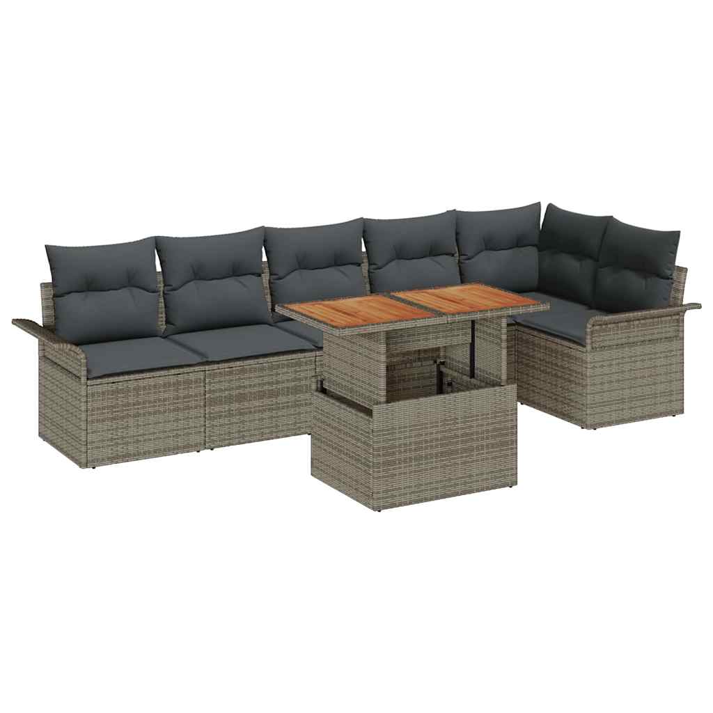 Conjunto de sofá de jardín 7 pcs Gris Poliratán