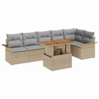 Conjunto de sofá de jardín 7 pcs Beige Poliratán